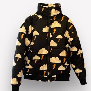 Dangerfield puffer jacket from New Zealand novelty graphic lighting clouds